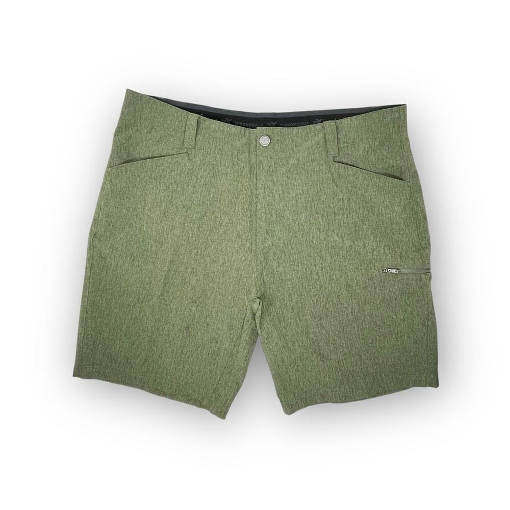 ZeroXposur Travel Series Shorts Green Zip Pocket Outdoor Stretch Men’s Size 38